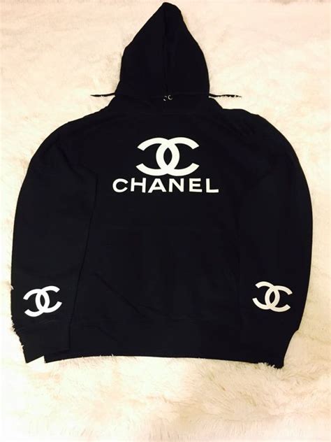 chanel hoodie tie dye|Chanel black and white cardigans.